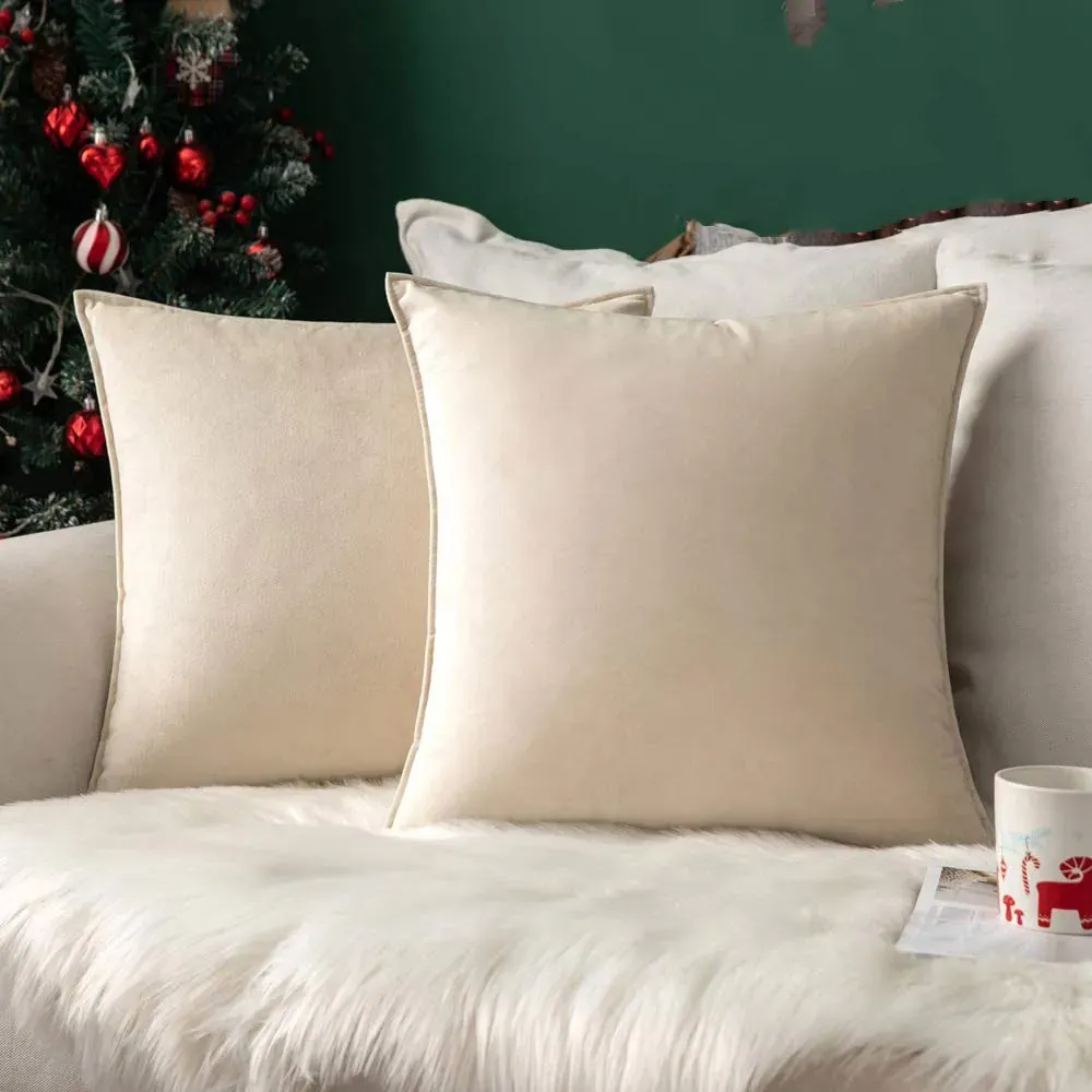 Soft Velvet Throw Pillow Covers, Set of 2, 24x24 Inch (2-Pack)